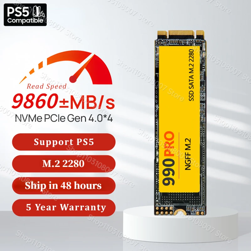 

SSD NVME M2 1TB 2TB Internal 2280 Hard Disks M.2 NVMe PCIe Gen 4.0x4 Ssd 4TB 1TB 2TB for Laptop Desktop Ps5 M.2 2280