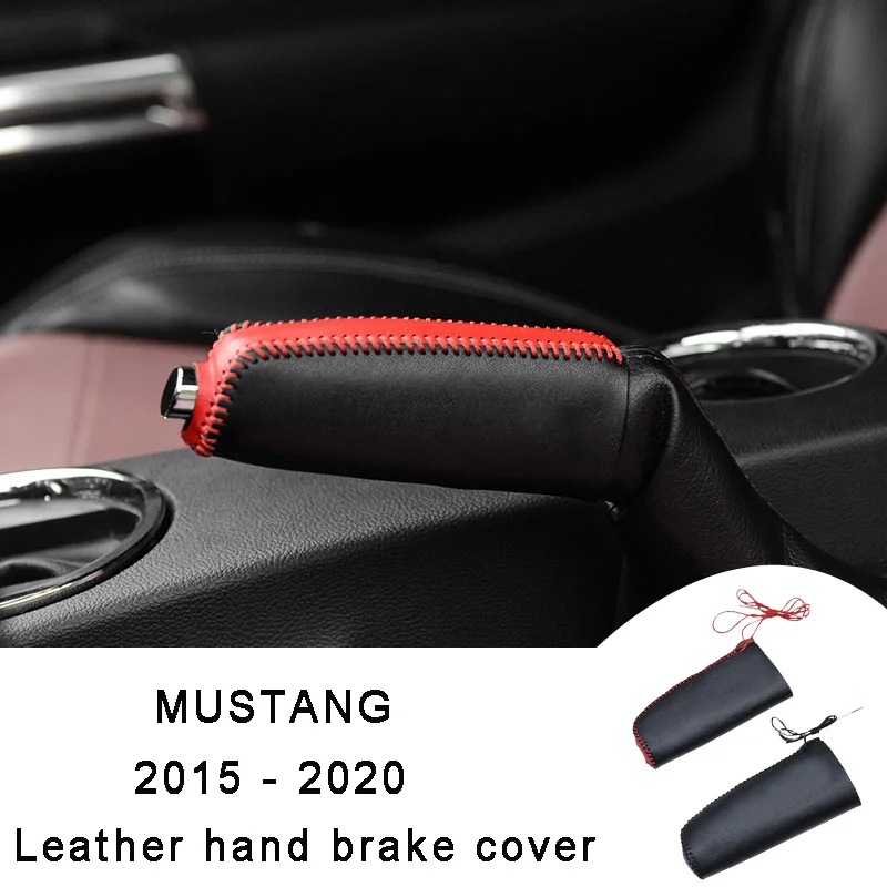 

Кожаная ручная Вшитая защита рычага ручного тормоза декоративный чехол для Ford Mustang 2015 - 2020 аксессуары для интерьера