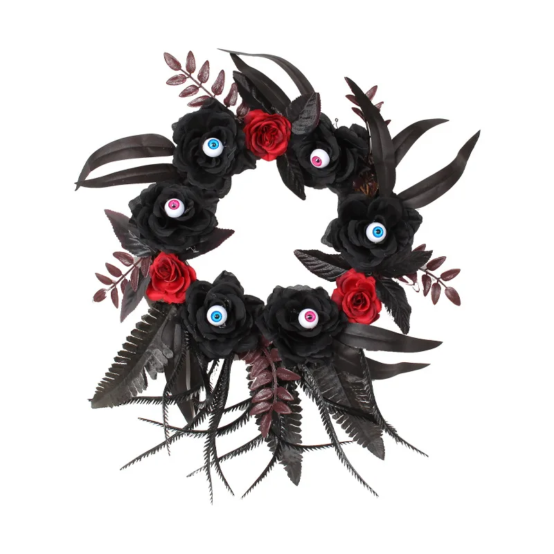

Halloween wreath simulation rose eyeball withered branch wreath ghost festival bar terrifying atmosphere decoration vine wreath