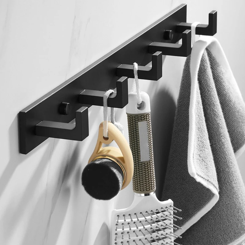 

Aluminum Wall Mount Robe Rack Clothes Hanger Towel Holder 3/4/5/6 Hook Hardware