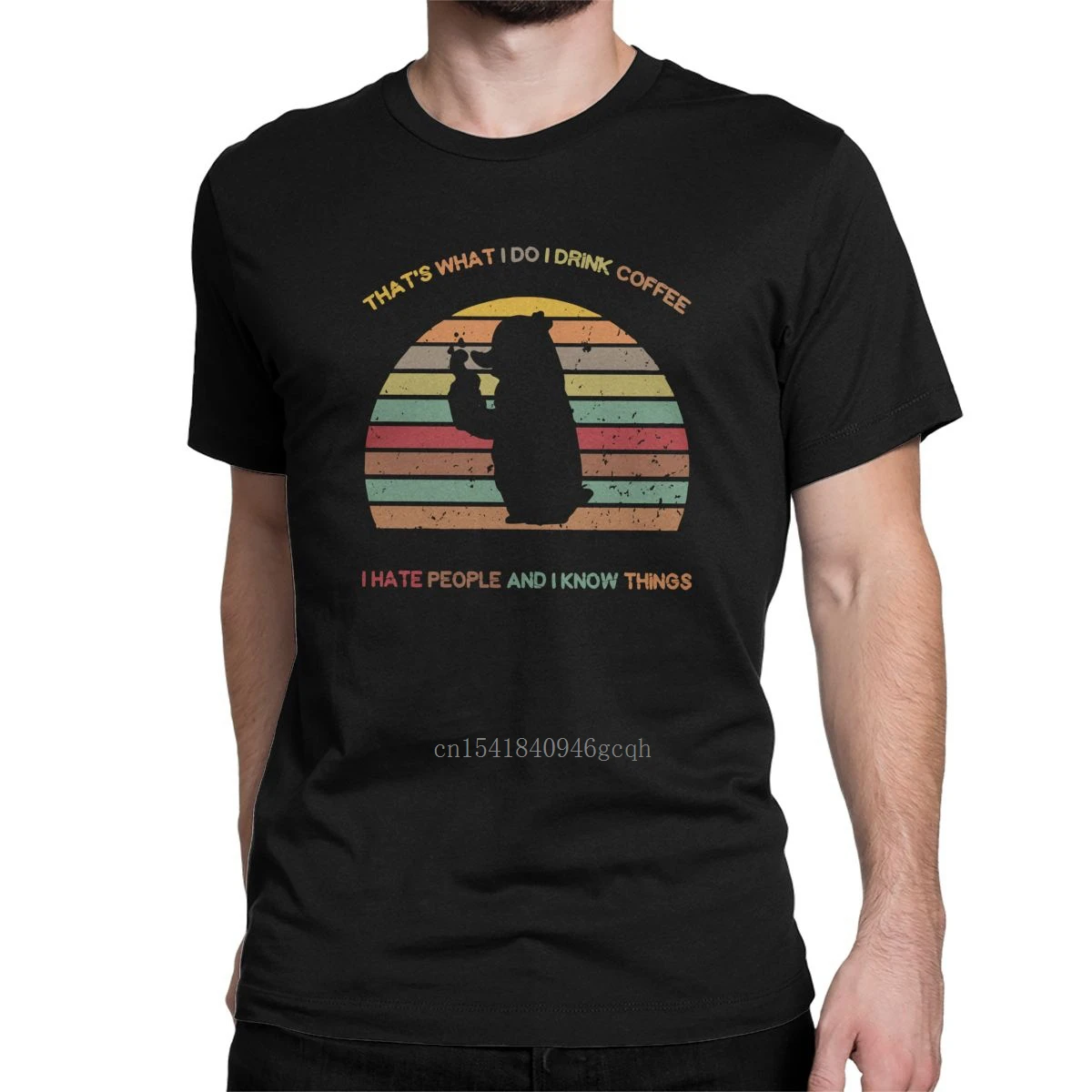 

Men's T-Shirts That's What I Do I Drink Coffee I Hate People And I Know Things Bear Novelty Cotton Tee Shirt Funny T Shirt