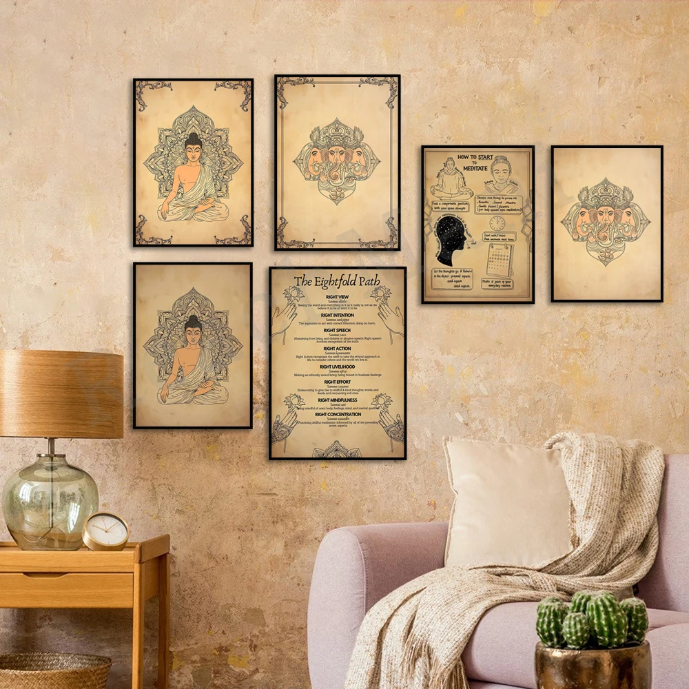 

Eightfold Path, Five Commemorative Printing, Ganesha Abundance Safety God, Mandala Buddhist Spiritual Inspirational Poster