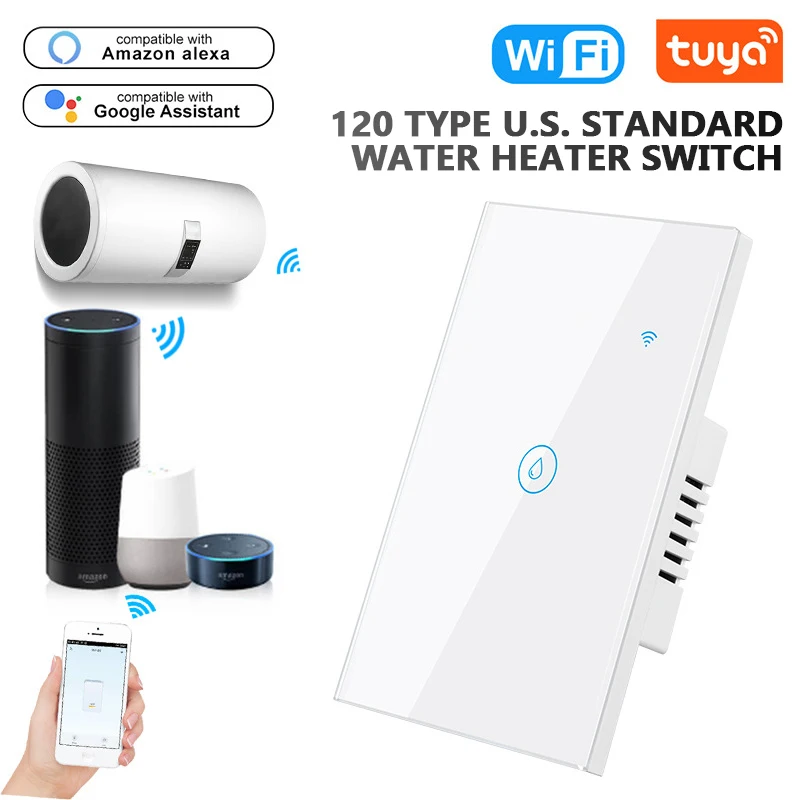 

Timing Function Water Heater Switch 2000w Voice Speaker Control Smart Home Smart Wifi Touch Switch App Remote Control