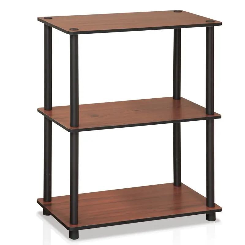 

x .6"D x 29.5"H 3-Shelf Freestanding Shelving Unit, Dark Cherry and Black