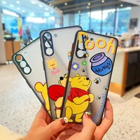 cute winnie the pooh for samsung s22 s21 ultra s20 fe s10e s10 lite s9 s8 plus frosted translucent matte cover phone case