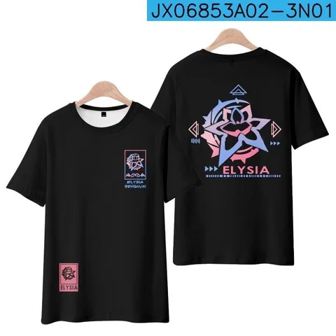 3D футболка Honkai Impact 3 Elysia, летняя модная футболка для мужчин и женщин, для мальчиков и девочек, для взрослых и детей, для косплея