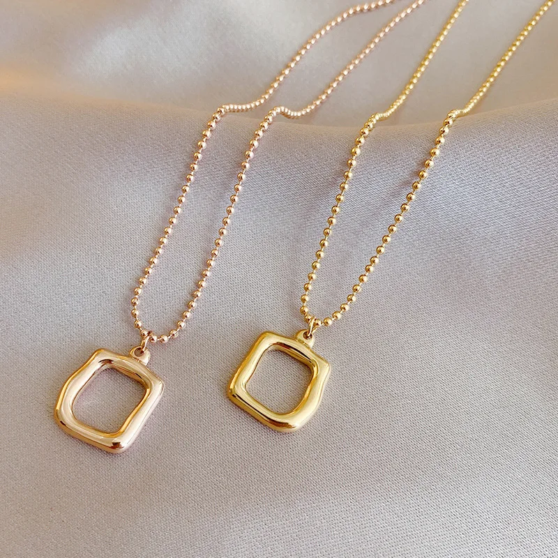 

Minimalist Irregular Square Geometric Hollow Pendant Necklace for Men Women Couple Necklace Stainless Steel Jewelry Gift