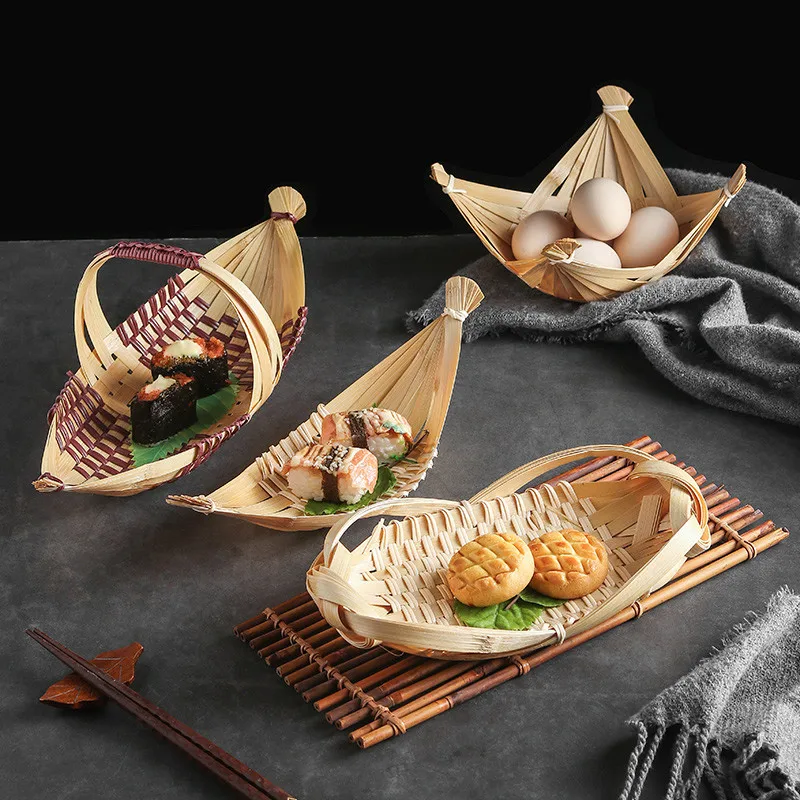 Плетеные изделия бамбуковая корзина ручной работы столовая посуда для дома