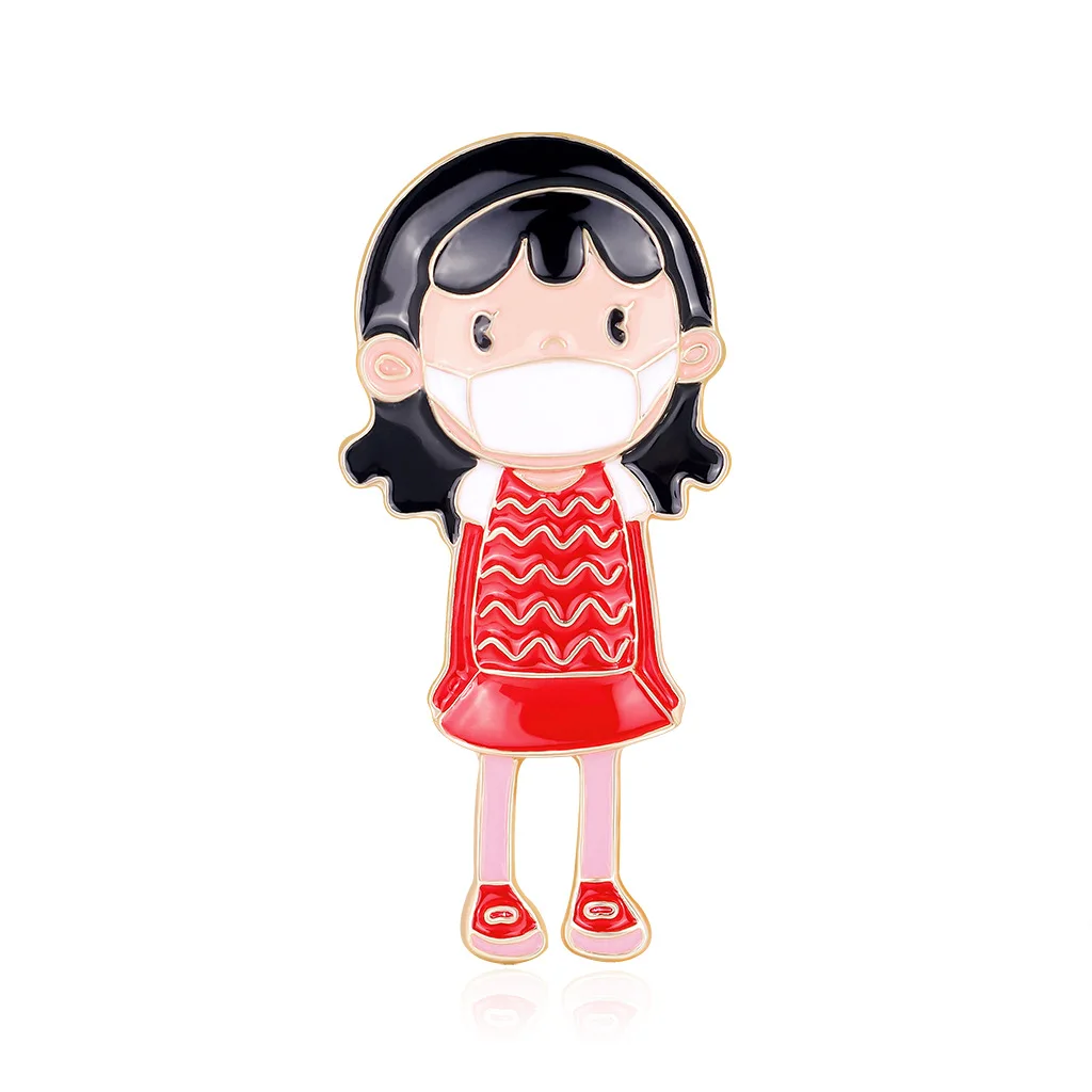 

TULX Cute Little Girl Brooches For Women Enamel Girl Figure Brooch Pins Fashion Lapel Badges Jewelry Dress Coat Accessories