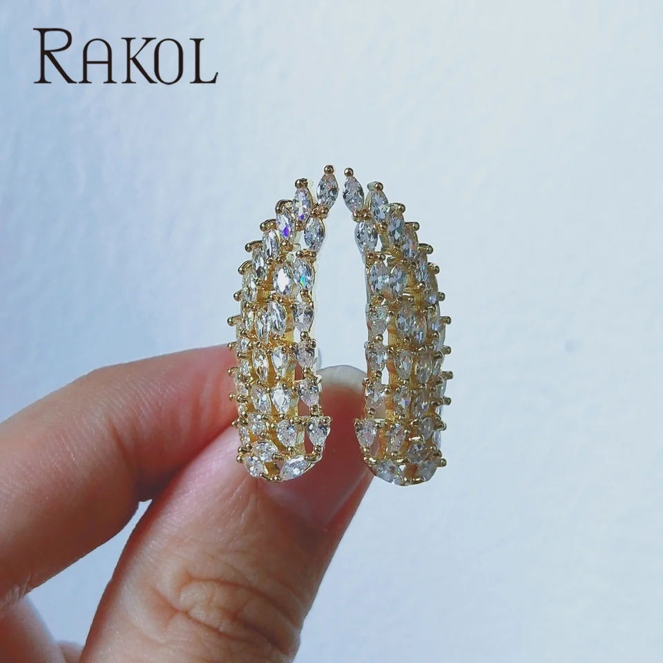 

RAKOL Shiny Cubic Zirconia Wing Rings for Women 2022 Luxury Wedding Open Adjustable Ring Exquisite Engagement Party Jewelry Gift