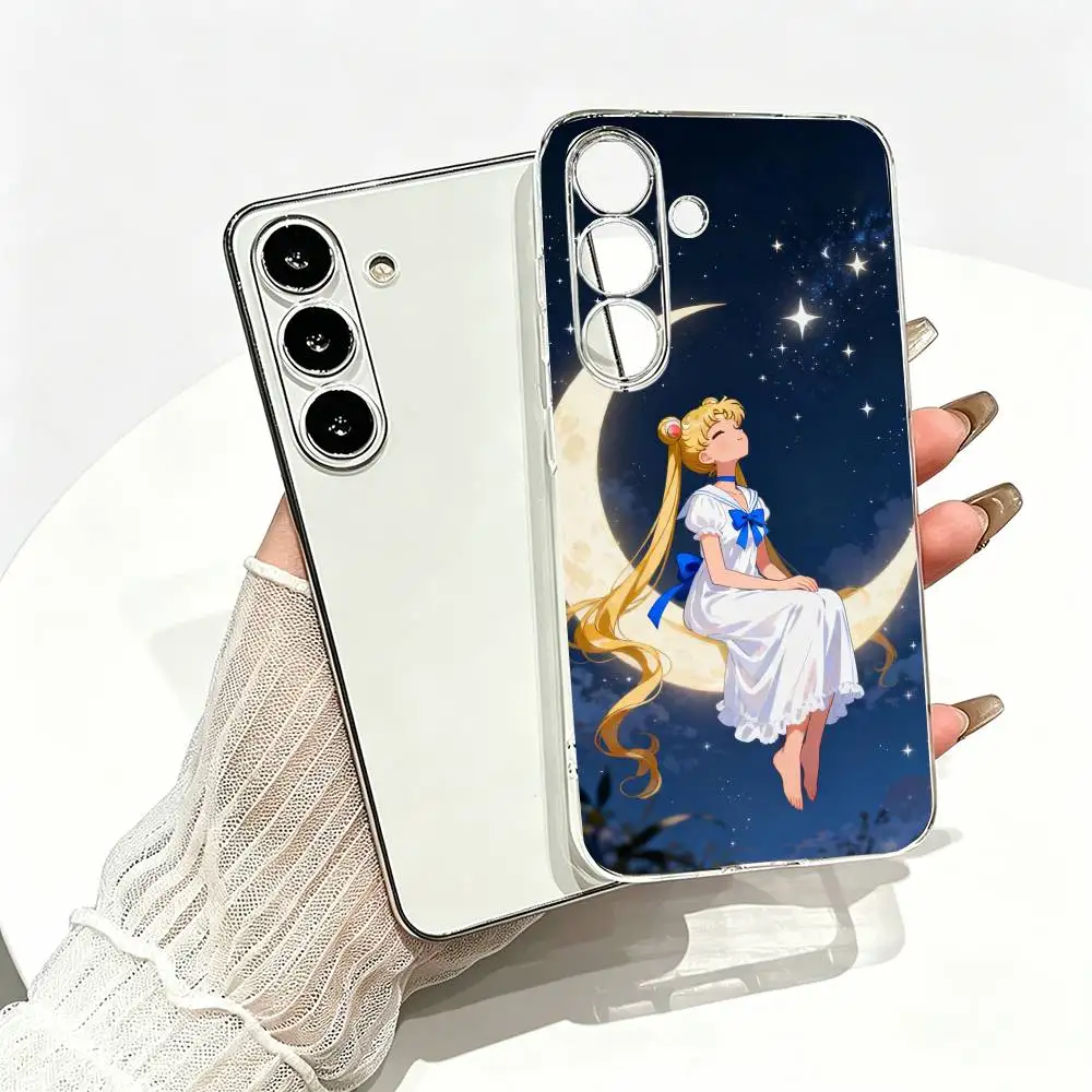Фото Чехол для телефона с изображением аниме персонажей Sailor Moon (Сейлор Мун) и Usagi Tsukino, прозрачный, силиконовый, мягкий, для Samsung A10, 12, 20, 21S, 30, 31, 40, 50, 51, 52, 70, 71 №3