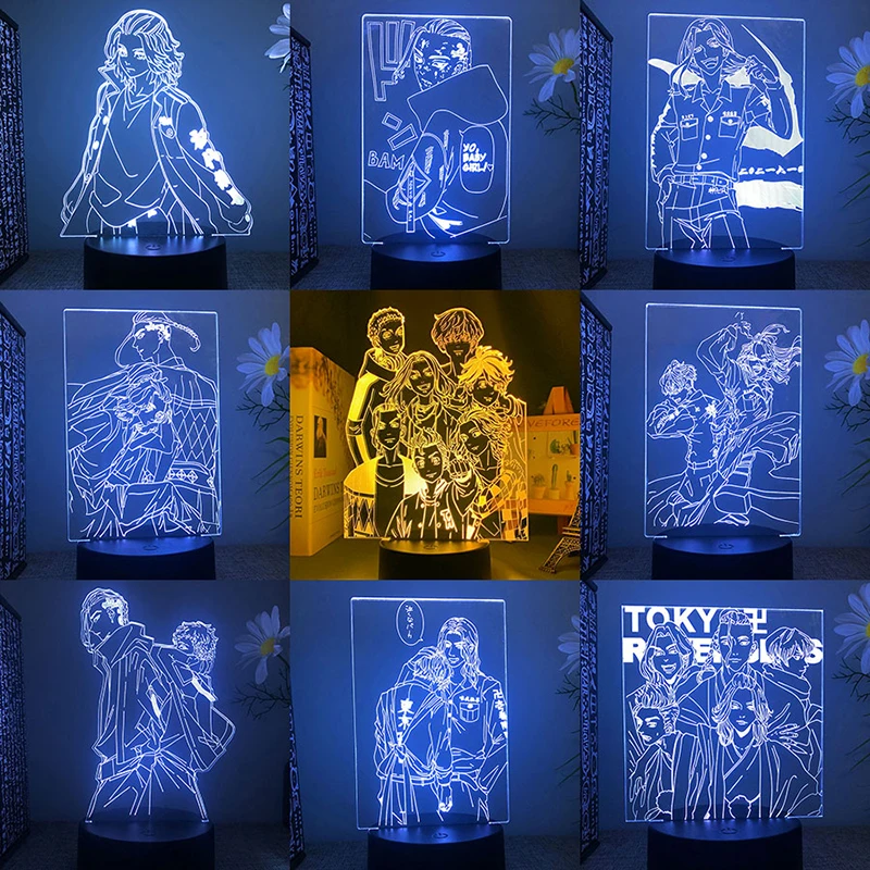

Tokyo Revengers 3d Led Lamp For Bedroom Manga Night Lights Anime Action Figure Room Decor Decoration Children Hoom Gift