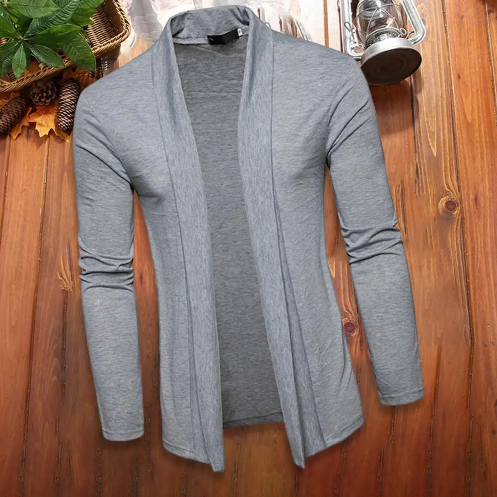 

Long Sleeve Cardigan Soft Breathable Men's Knitted Cardigans with Lapel Collar for Casual Style in Spring Fall Seasons Men