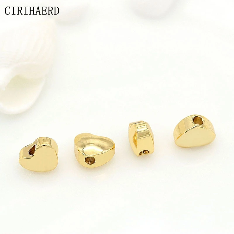 

14K Gold Plated Women's Necklace Bracelet Love Heart Spacer Beads For Jewelry Making DIY Jewelry Accessories Wholesale Lots