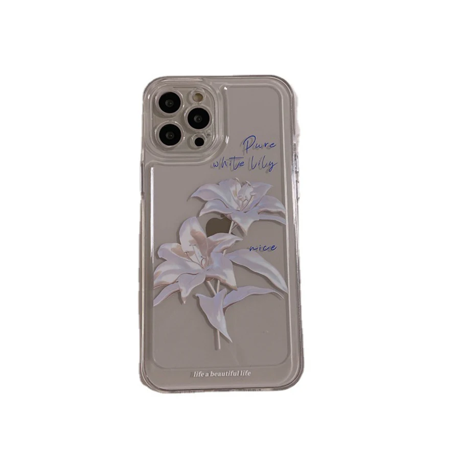 

Oil Painting Lily Lens Fully Wrapped Transparent Phone Case For Iphone 13 12 11 Pro Max X Xr Xs Max 7 8 Plus 13Promax Fundas