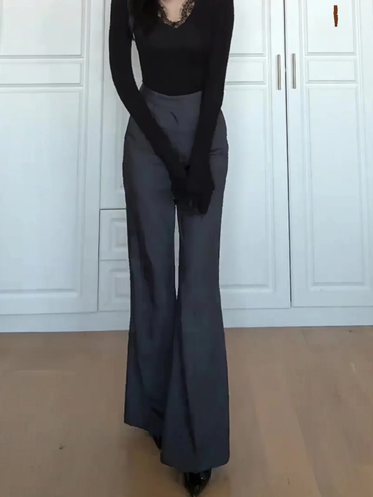 Серые костюмные брюки больших размеров для женщин 2024 осень и зима новые