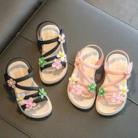new children sandals for girls sweet princess versatile flowers beautiful summer open toe versatile 2022 flat casual beach shoes