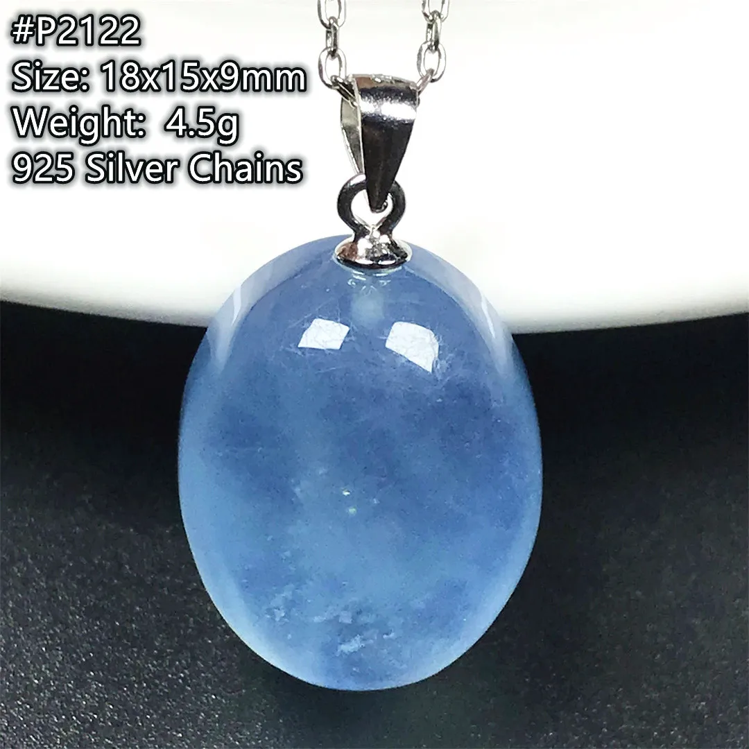 

Natural Ocean Blue Aquamarine Stone Pendent Necklace Silver Chains For Women Men Healing Wealth Gift Crystal Beads Jewelry AAAAA