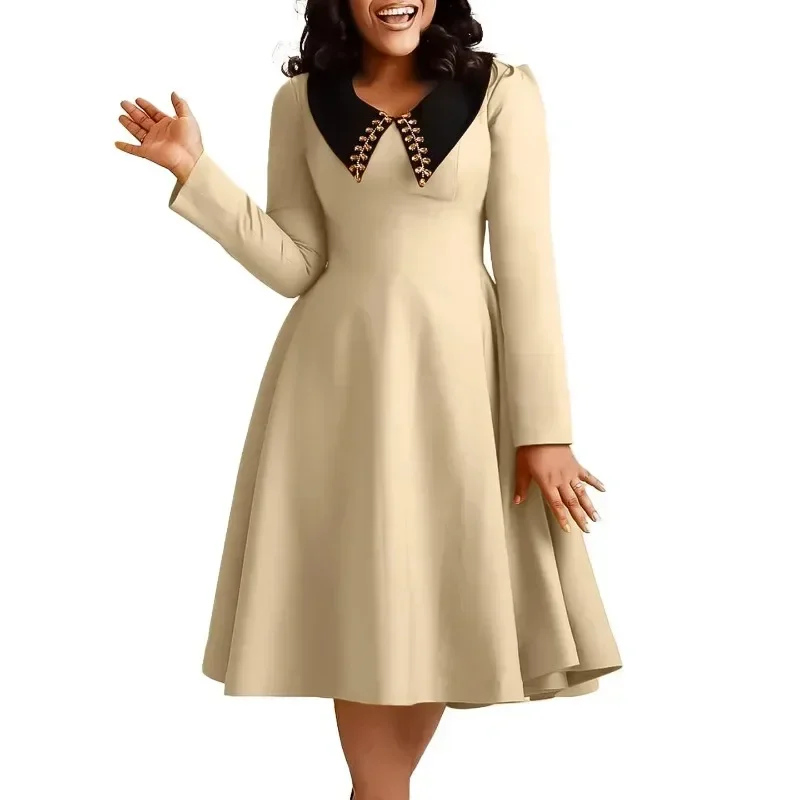 Африканское платье для женщин Boubou женское однотонное Дашики с длинным рукавом