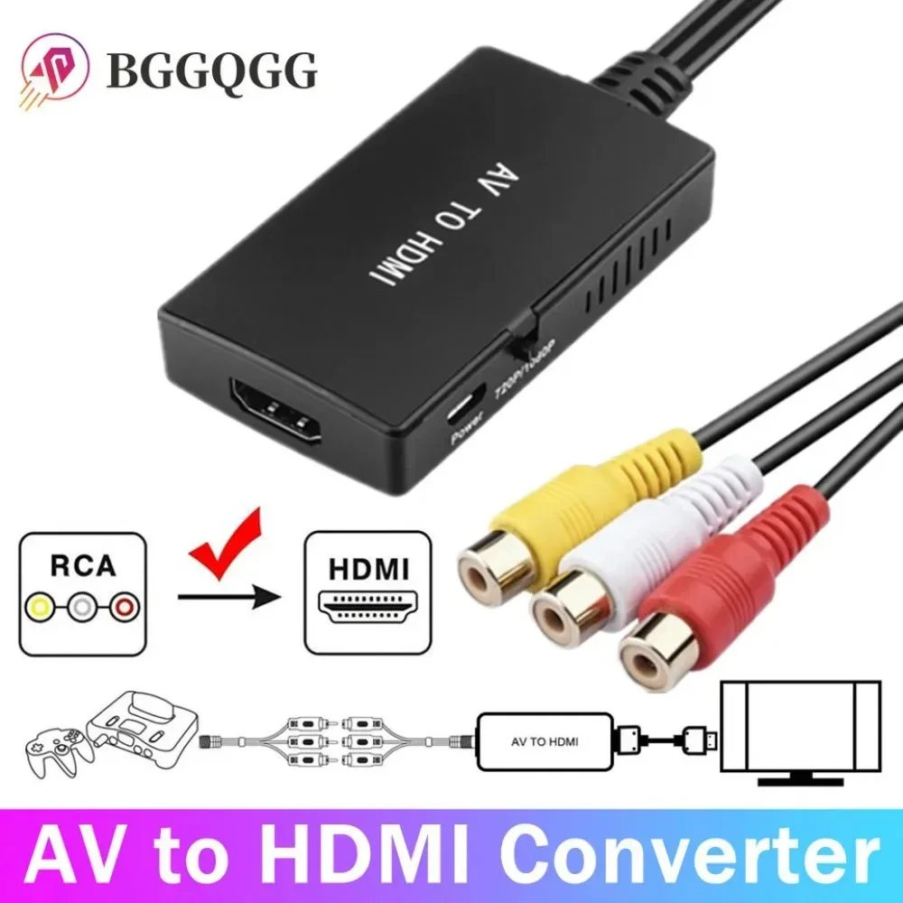Преобразователь BGGQGG с AV на HDMI композитный адаптер поддержкой 1080P PAL/NTSC