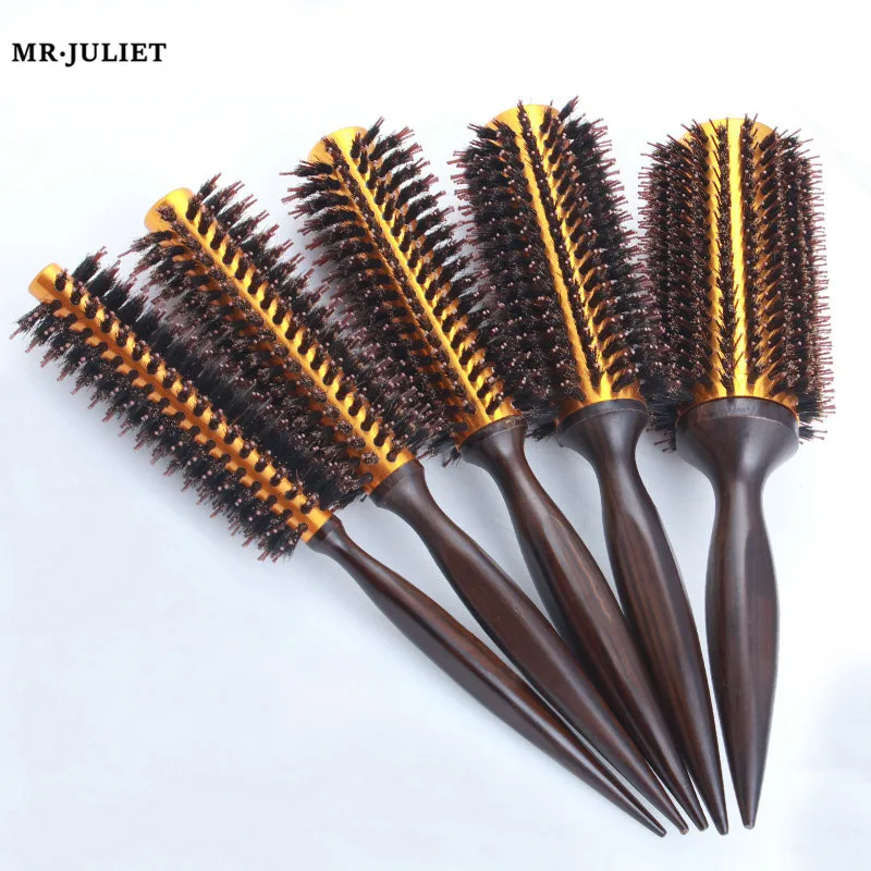 

MR.JULIET Aluminum Tube Bristle Comb High Temperature Resistant Pear Hair Styling Rolling Comb