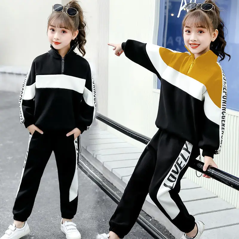 

Girl Autumn Winter Sports Clothes Costume Outfit Suit Kids Tracksuit Clothing Set Kids Korean Sweater Tracks Teen Casual Sports