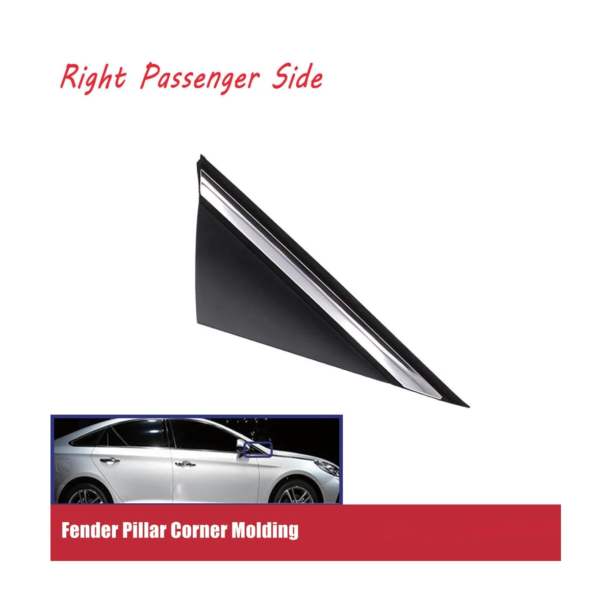 

Left Side Pillar Corner Molding Chrome for Hyundai Sonata 2015-2019 86180-C1000