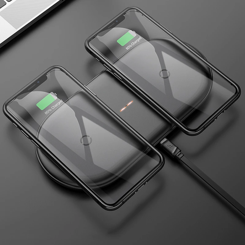 

Fast Dual 2in1 Wireless Charger Pad for Airpods Pro for iPhone X XR XS 11 Pro Max S10 QI Induction Charging