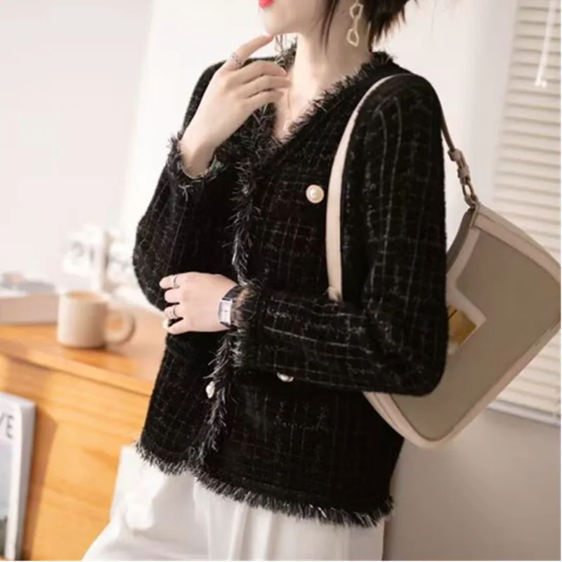 Женский вязаный кардиган UHYTGF куртка из искусственной норки и бархата