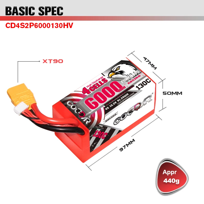 

CODDAR 4S 15.2V Lipo Battery 6000mAh 130C Shorty Hard Case With EC5 XT90 XT60 Deans T Plug For RC Car Boat Airplane Truck