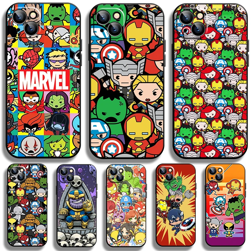 

Marvel Hero cartoon cute Case For Apple iPhone 14 13 12 11 Pro Max Mini XS Max X XR 7 8 Plus SE2020 TPU Black Phone Cover Coque