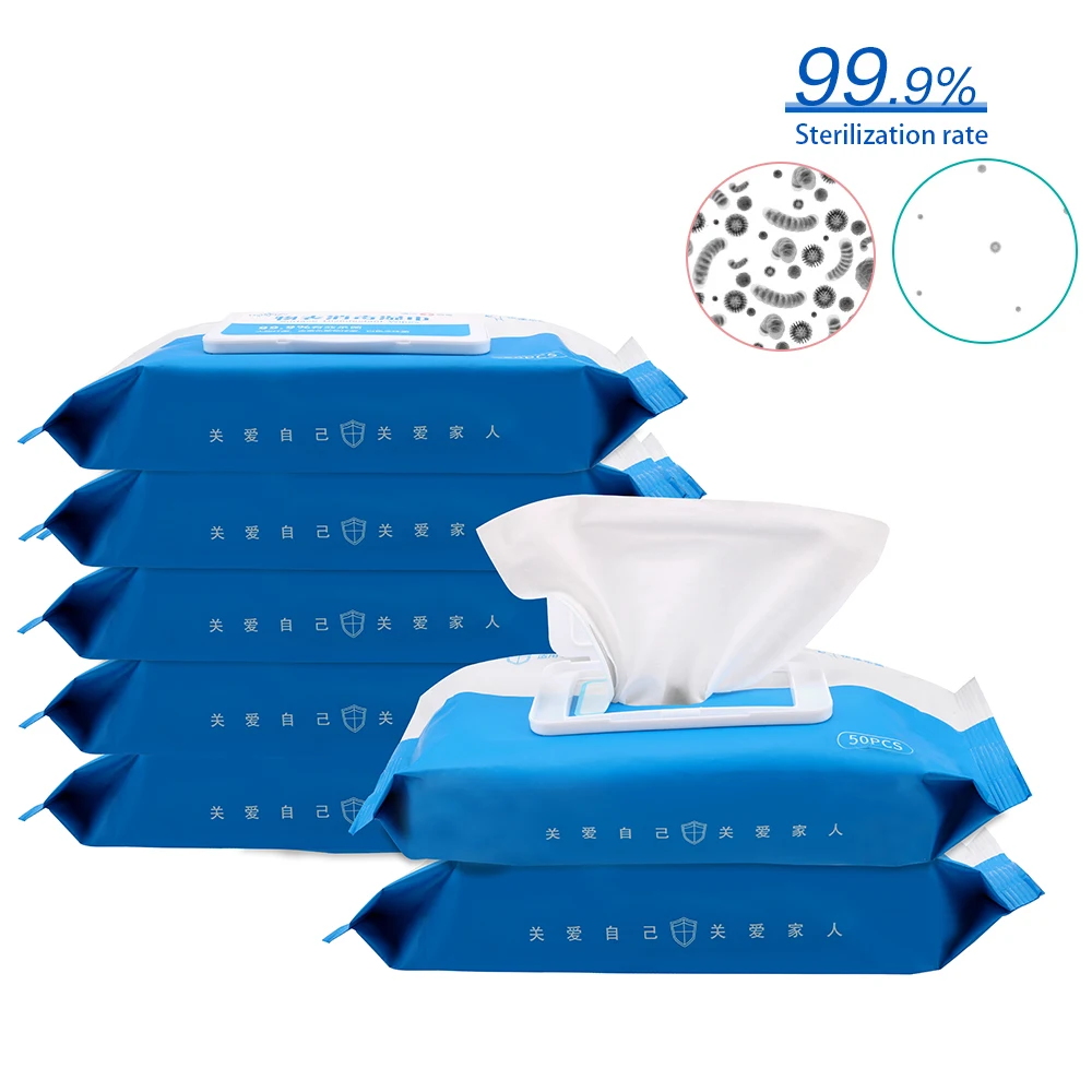 

50pcs/Pack Disinfection Wipes Pads Contains 75% Alcohol Surface Disinfectant Wipes Cleaning Care Alcohol Wet Wipes