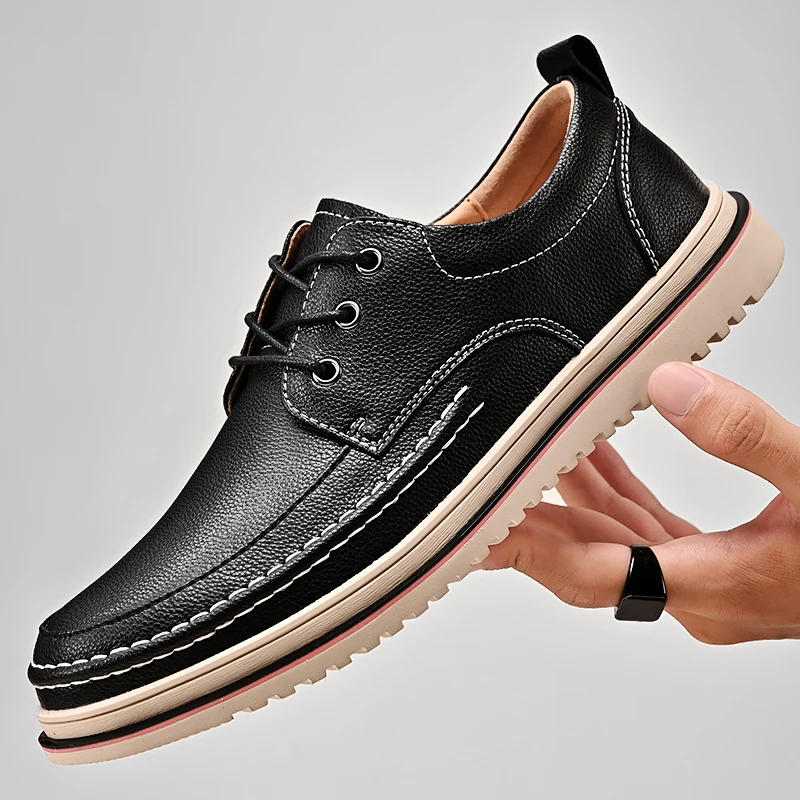 Men's Casual Shoes Leather 2022 Summer Male Sneakers Luxury Designer Man Soft Walking Shoe Black Zapatos Planos Social Footwear