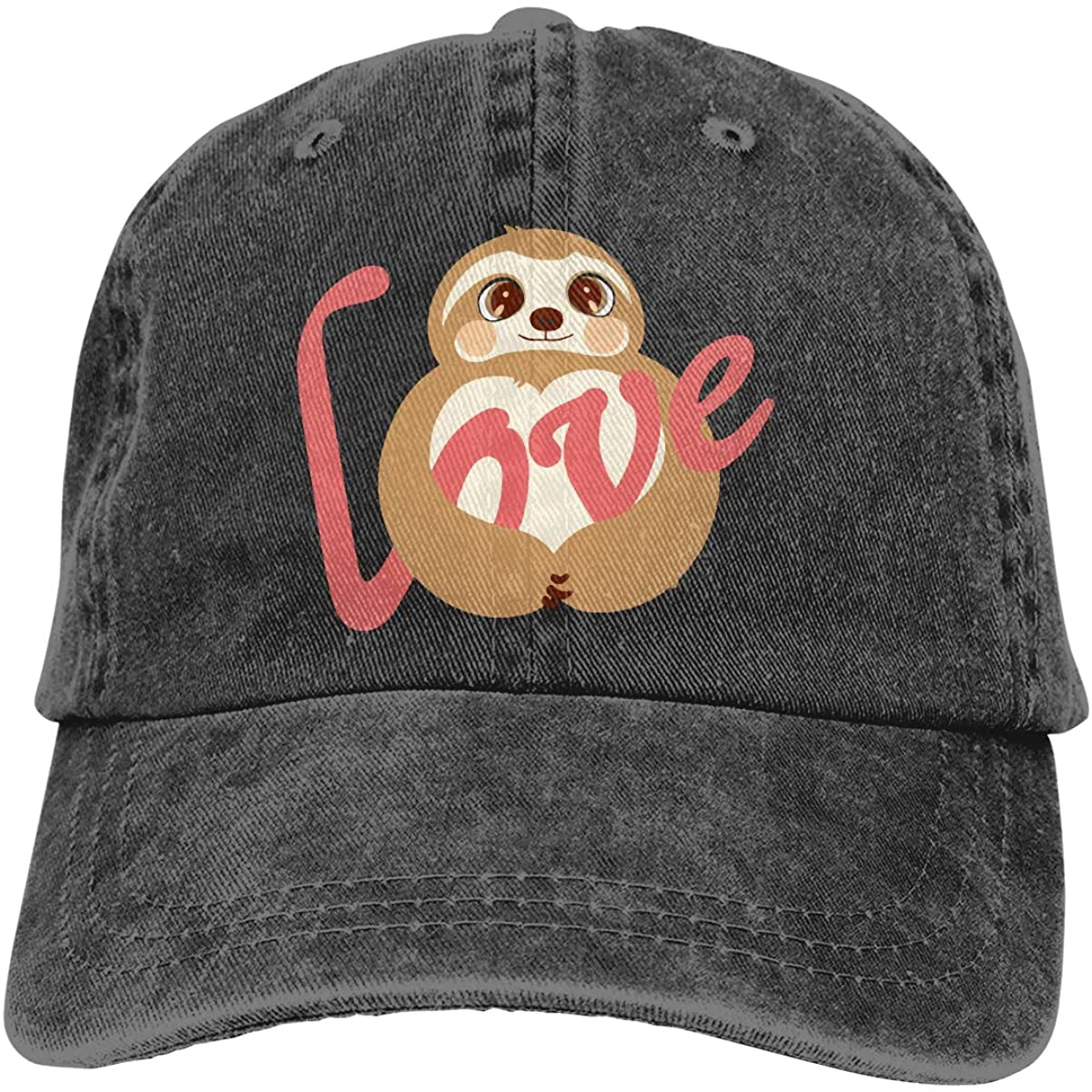

Unisex Love Sloth Vintage Washed Twill Baseball Caps Adjustable Hats Funny Humor Irony Graphics Of Adult Gift Black