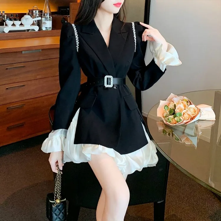 Женский винтажный комплект из двух предметов элегантный облегающий черный