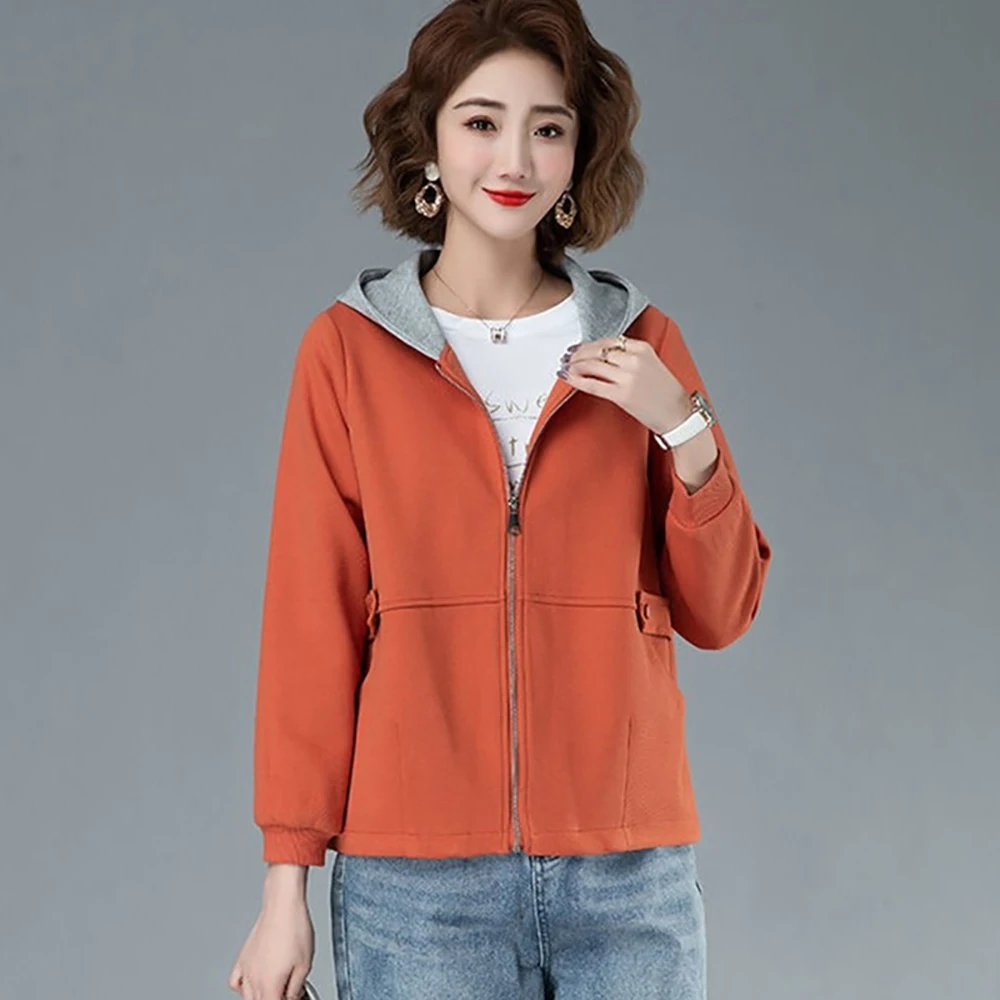 

Куртка женская короткая с капюшоном, свободная Повседневная Толстовка для мам, ветровка, верхняя одежда, весна-осень 2023