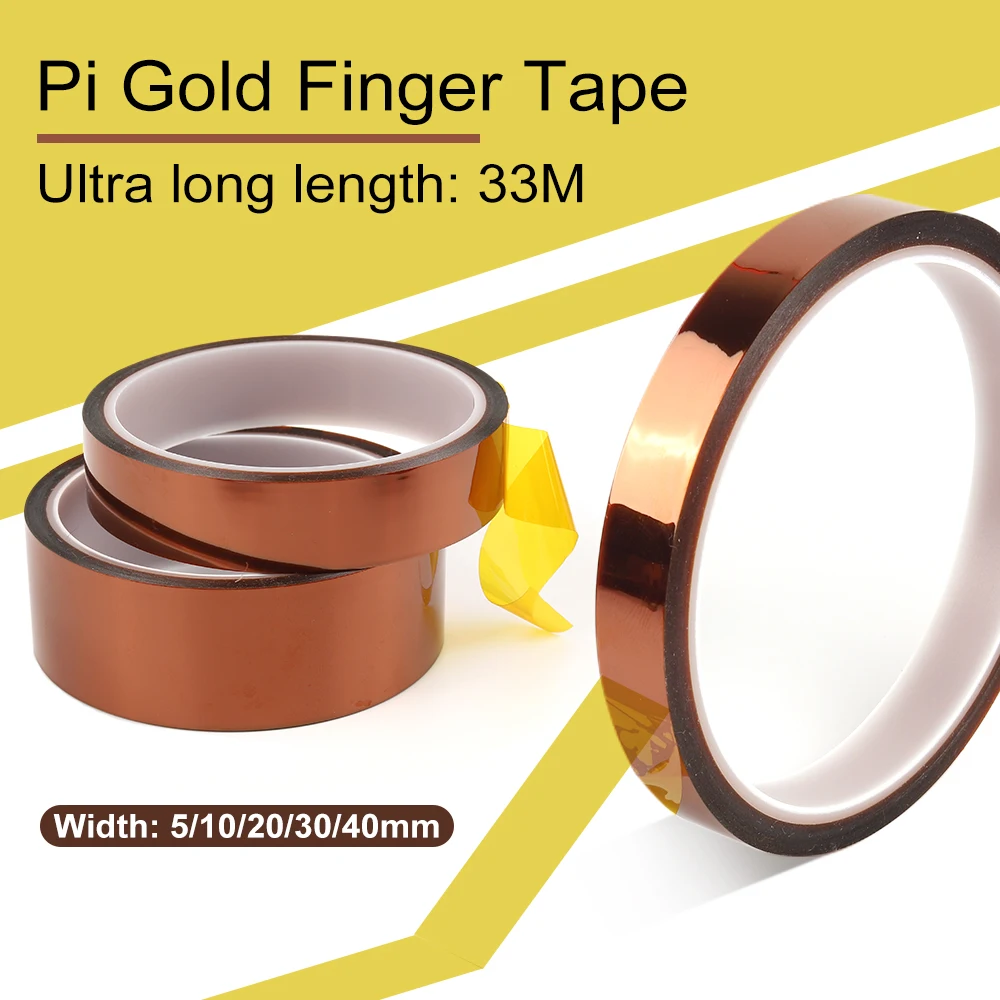 

33 м каптоновые ленты, золотая высокотемпературная термостойкая лента BGA, ширина 5/10/20/30/40 мм, полиимидная клейкая изоляционная лента для защиты доски
