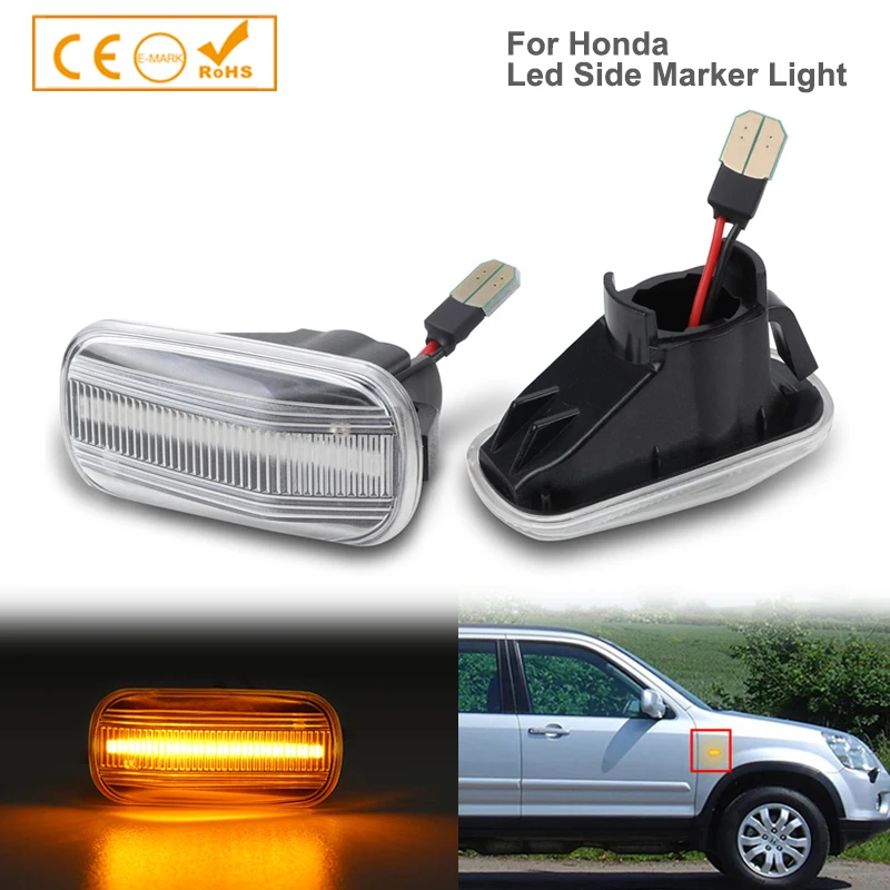 

2Pcs Dynamic LED Side Marker Lights 12V Flowing Turn Signal Light Side Repeater Lamp Blinker for Honda Civic Accord Integra
