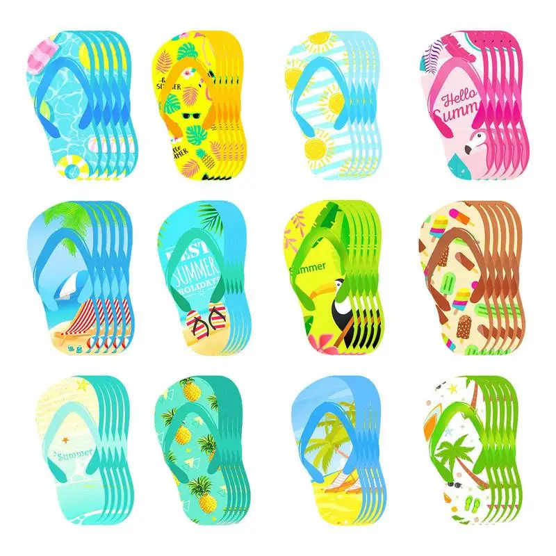 

Наклейки на пляж, тапочки, пляжные Переводные картинки, стикеры на тему пляжа, набор из 60 водонепроницаемых наклеек на стену, наклейки на окна для холодильника