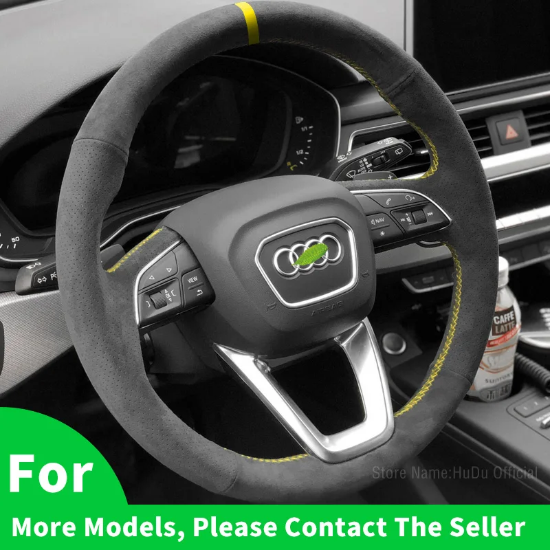 

Black Alcantara Leather Suede Soft DIY Car Steering Wheel Cover For Audi A4 Allroad 2017-2018 Q3 2019 Q5 2018-2019 Interior