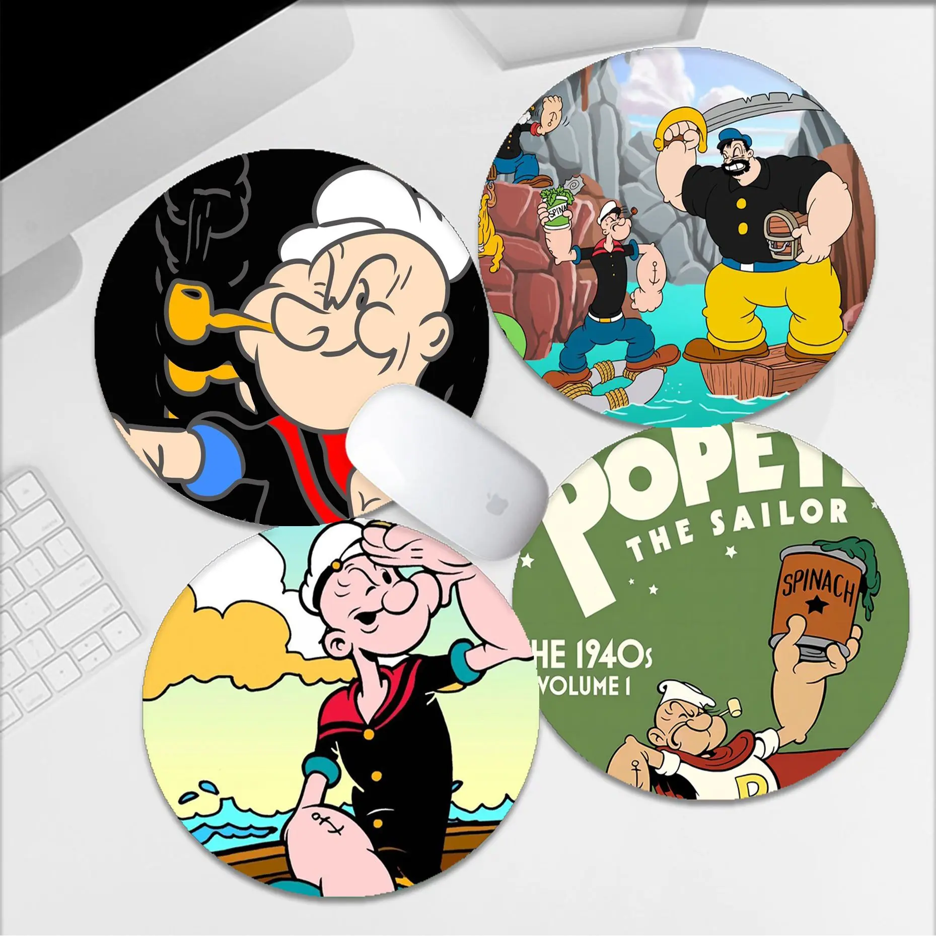 

P-popeye The-Sailors Mousepad Non-slip Round Speed Version Game Computer Keyboard Office Table Mat PC Laptop Mouse Mat Office