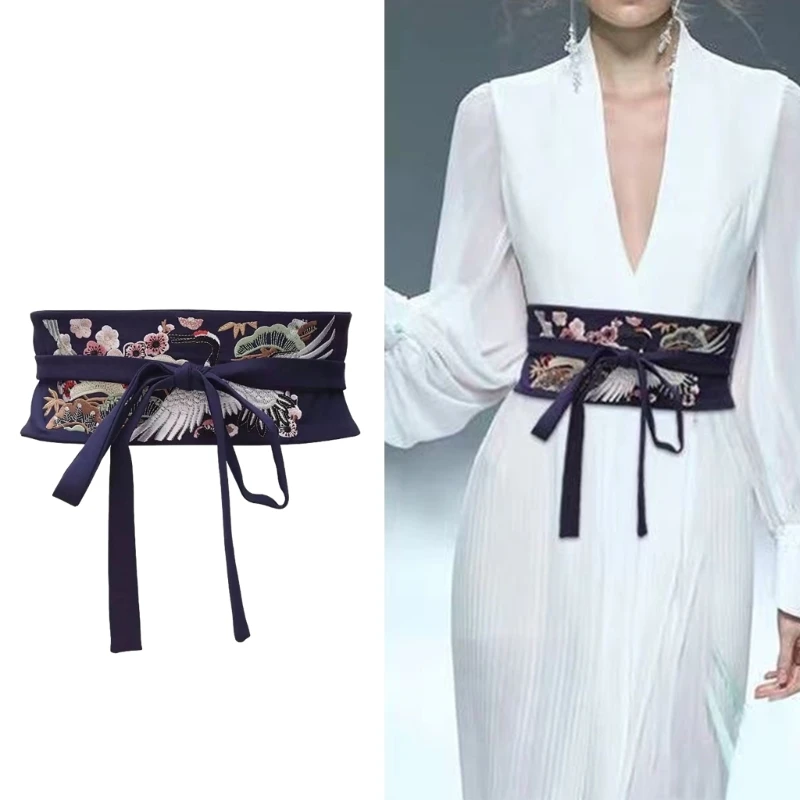 Винтажный ремень Hanfu с вышивкой крана для одежды династии Хань N58F