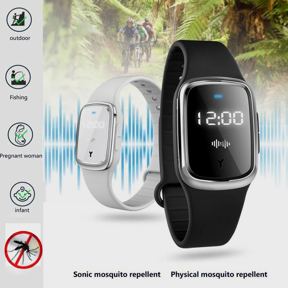 

High-Tech Ultrasonic Mosquitoes Repeller Bracelet Summer Indoor Outdoor Smartband Anti Bite Smartwatch Prevent Wearable Devices