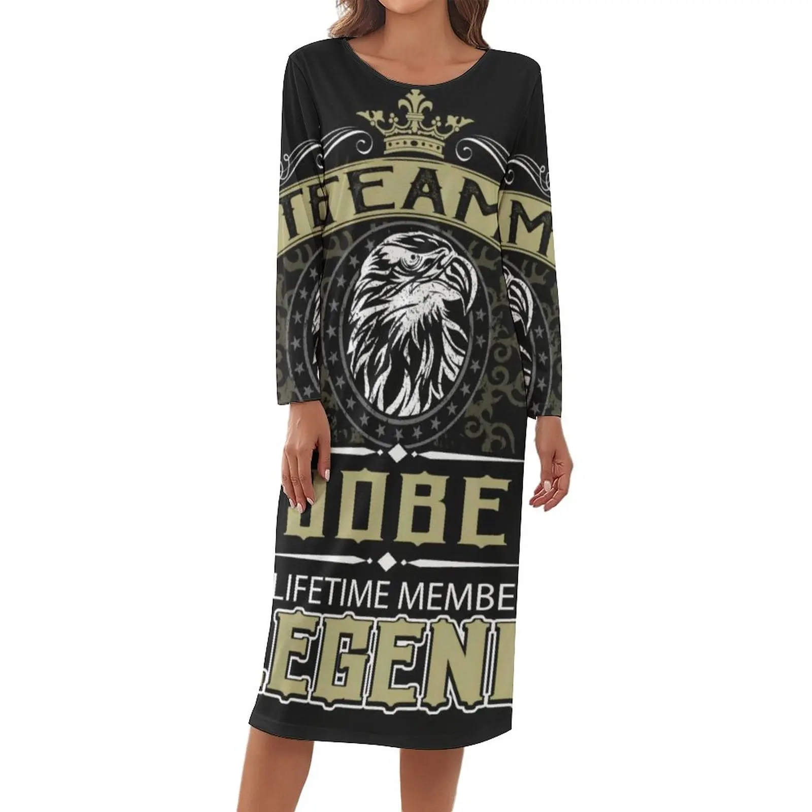 

Eagle Lifetime Pajamas Jobe Name Print Gift Long Sleeve Elegant Dress Wholesale Lady Bedroom Nightwear Autumn Print Pajama