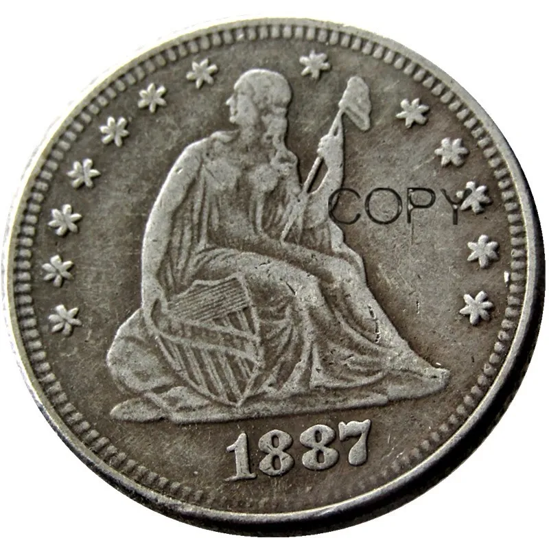 

США, 1887 местный, свобода, четверть доллара, Посеребренная копия монеты