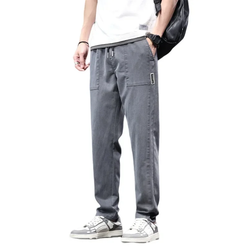 Мужские джинсы повседневные длинные брюки свободная посадка прямая рабочая