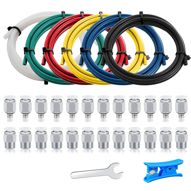 

6M PTFE Tube For 1.75Mm Filament With Upgraded PC4-M6 And PC4-M10 Pneumatic Fittings,Spanner For Ender 3/3 Pro