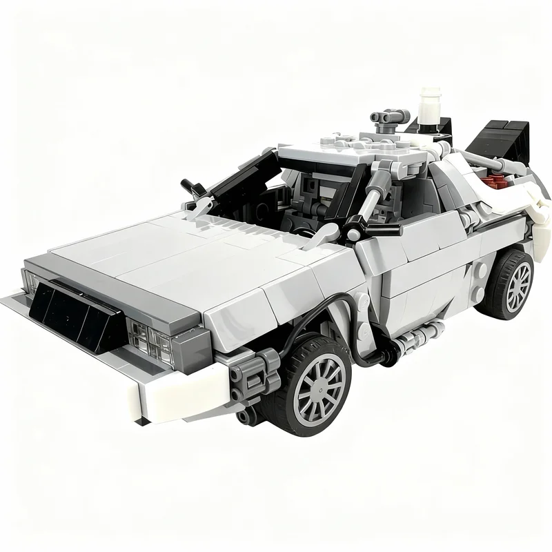 Фото 590 деталей MOC «Назад в будущее» I II Модель машины времени DeLorean, строительные блоки, конструктор, художественная сборка, подарок на день рождения №1