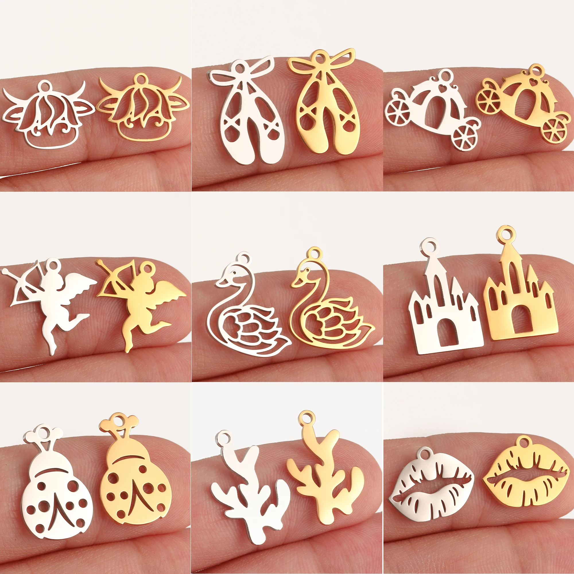 5 шт. балетные туфли/любовь ангел/подвеска для губ из нержавеющей стали