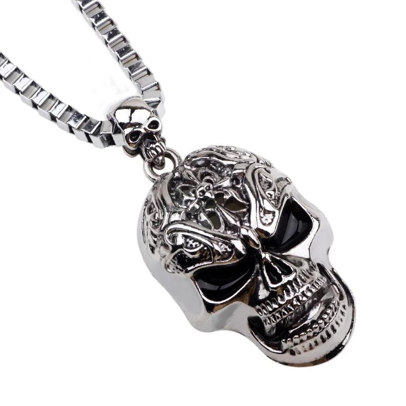 

Retro Hip-hop Evil Skull Necklace Metal Pendant Choker Gothic Chain Skeleton Trendy Man Women Punk Jewelry